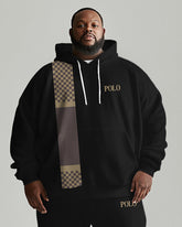 Big Men's Daily Casual Simple Plaid Patchwork Printed Hoodie Set